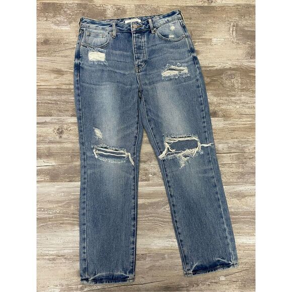 PACSUN High Rise Mom Jeans Cropped Distressed Women’s Sz 26” Waist - Picture 1 of 5